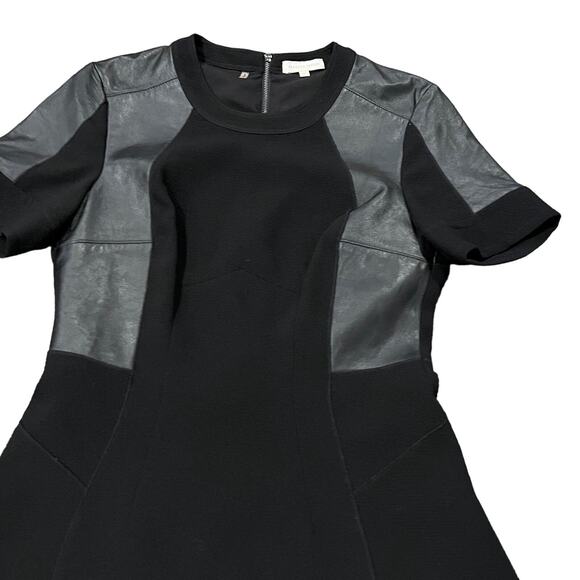 Rebecca Taylor Textured Dress Leather Accents Size 4 - Picture 3 of 6